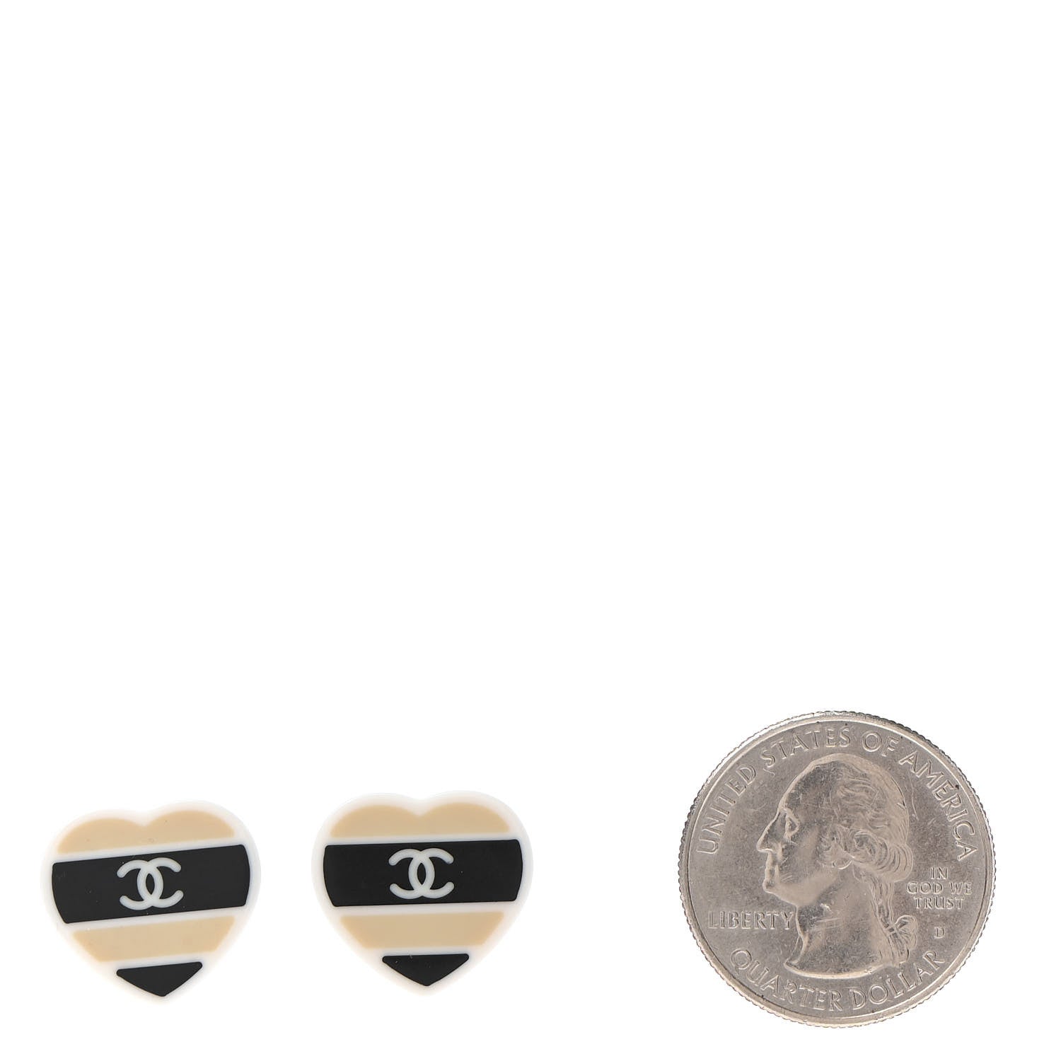Chanel Resin Heart CC Earrings Black Gold 2 of 3