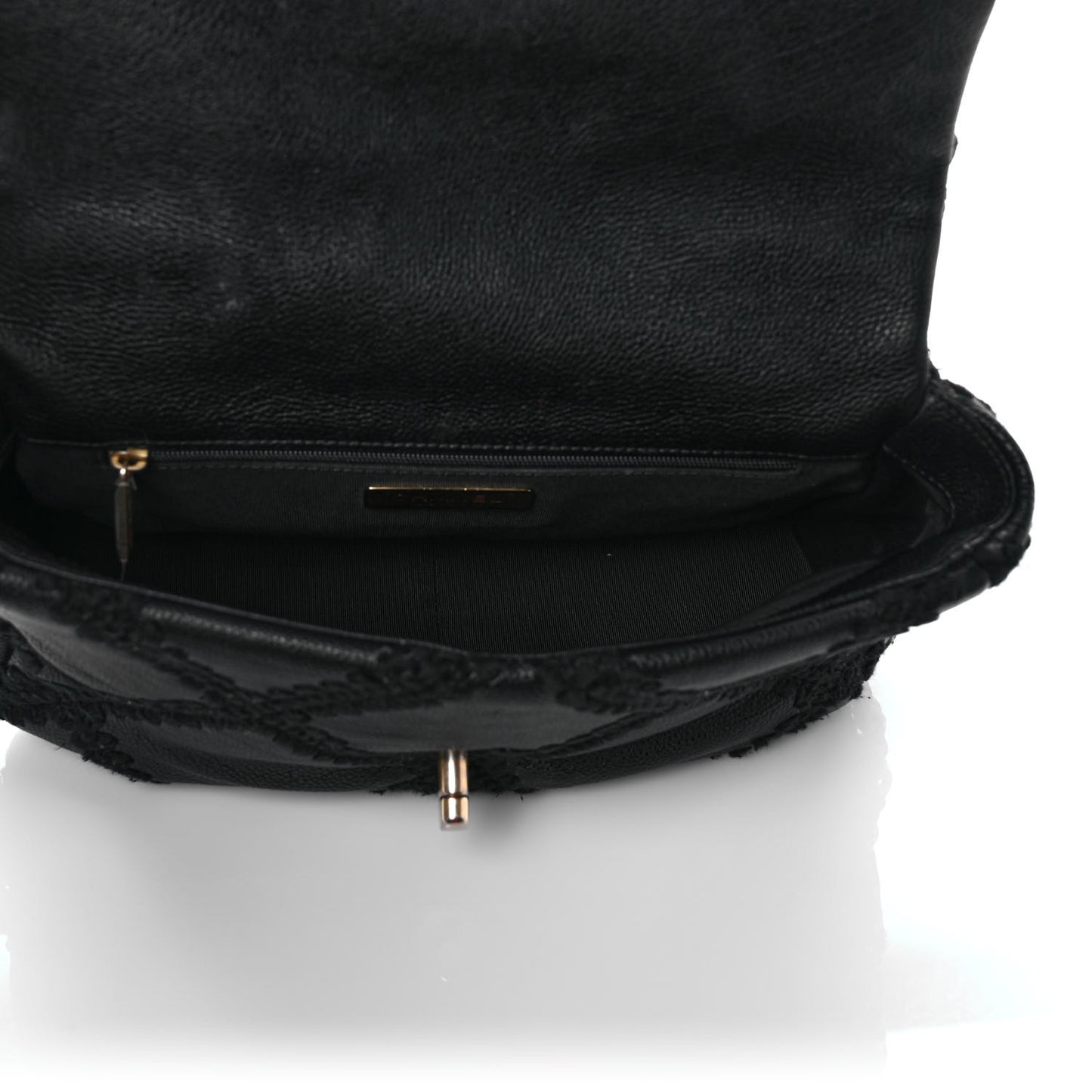 Calfskin Crochet Medium Chanel 19 Flap Black
