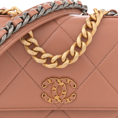 Chanel Lambskin Quilted Chanel 19 Wallet On Chain WOC Brown 8 of 12