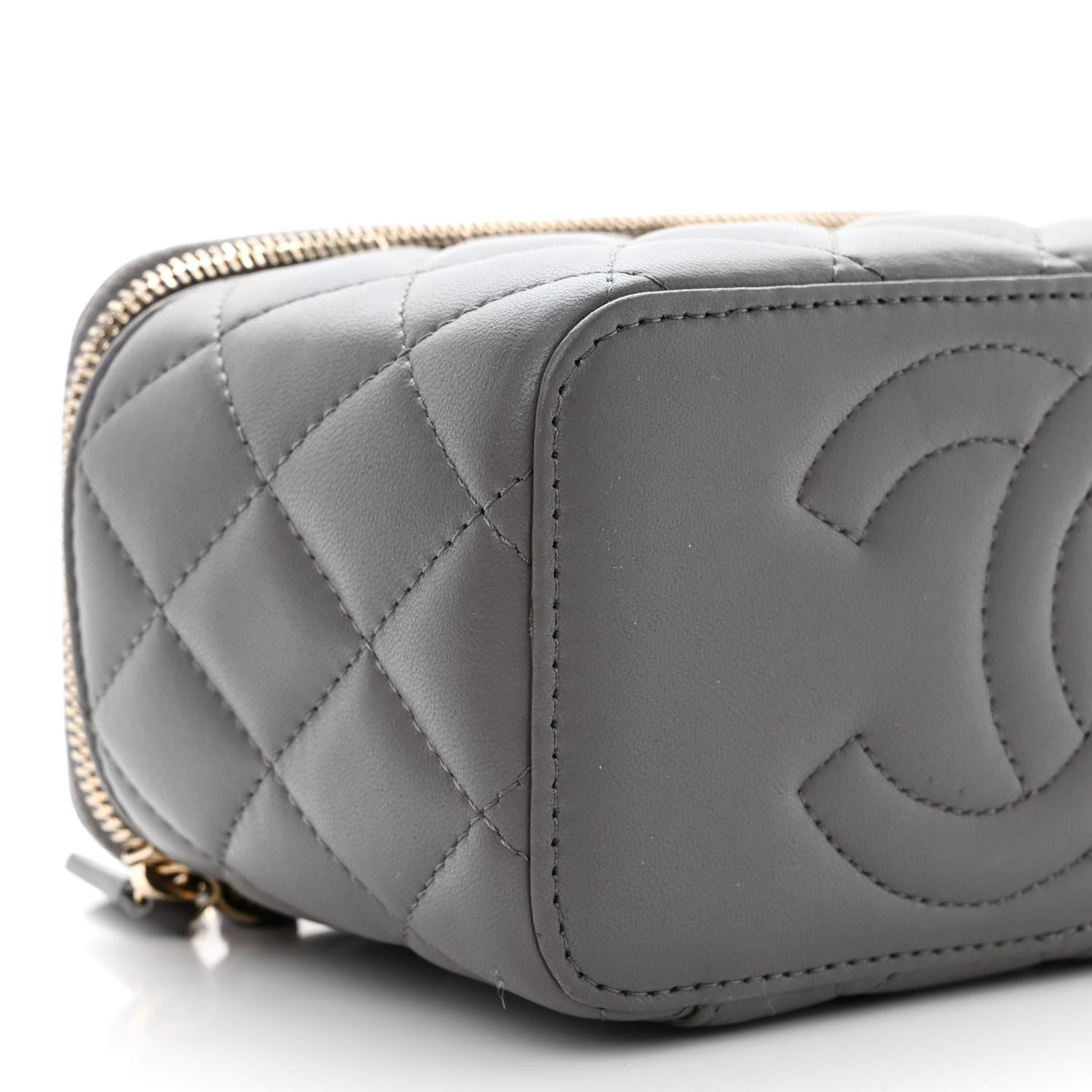 Chanel Lambskin Quilted Small Top Handle Vanity Case With Chain Dark Grey 9 of 12