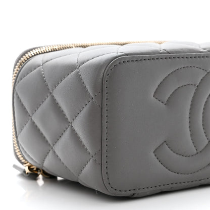 Chanel Lambskin Quilted Small Top Handle Vanity Case With Chain Dark Grey 9 of 12