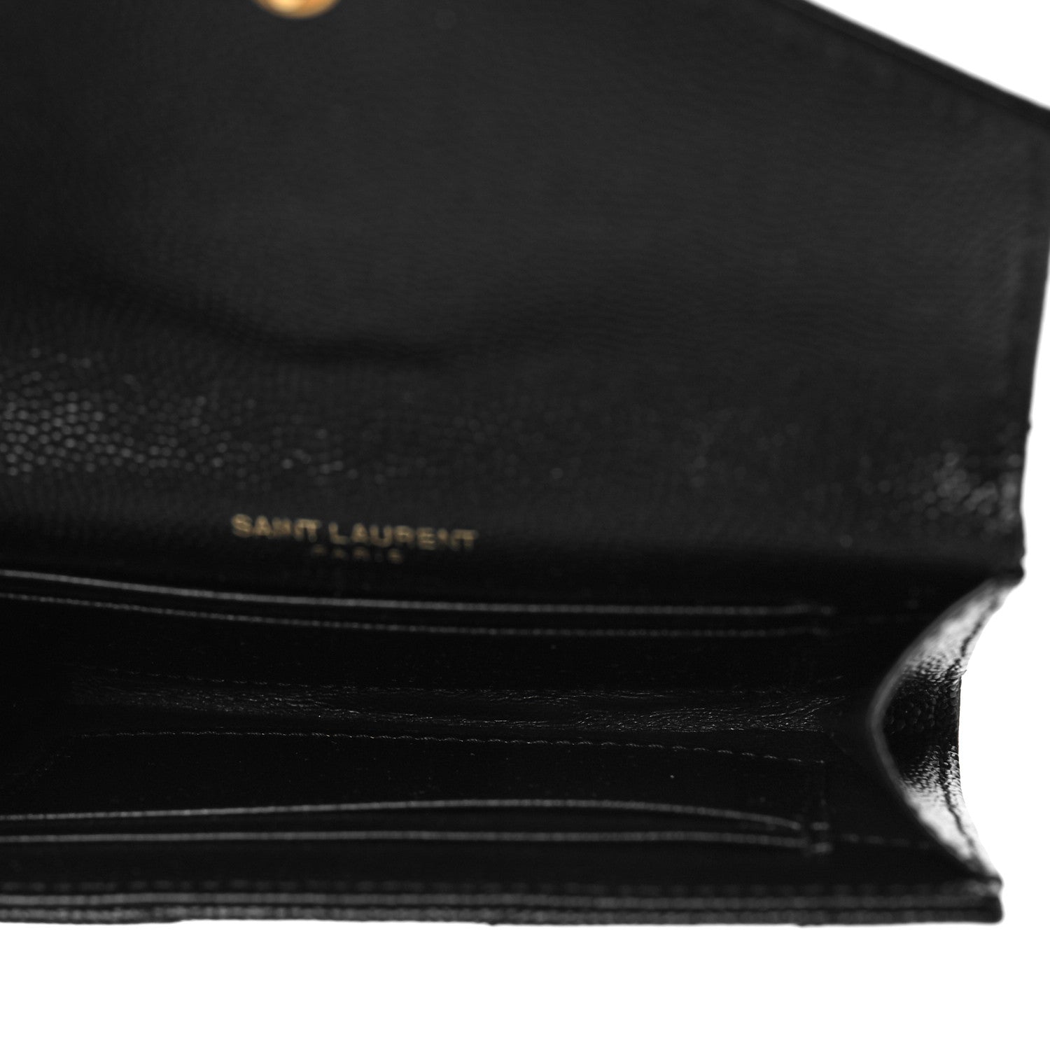 Saint Laurent Grain De Poudre Matelasse Chevron Small Monogram Envelope Wallet Black 5 of 9