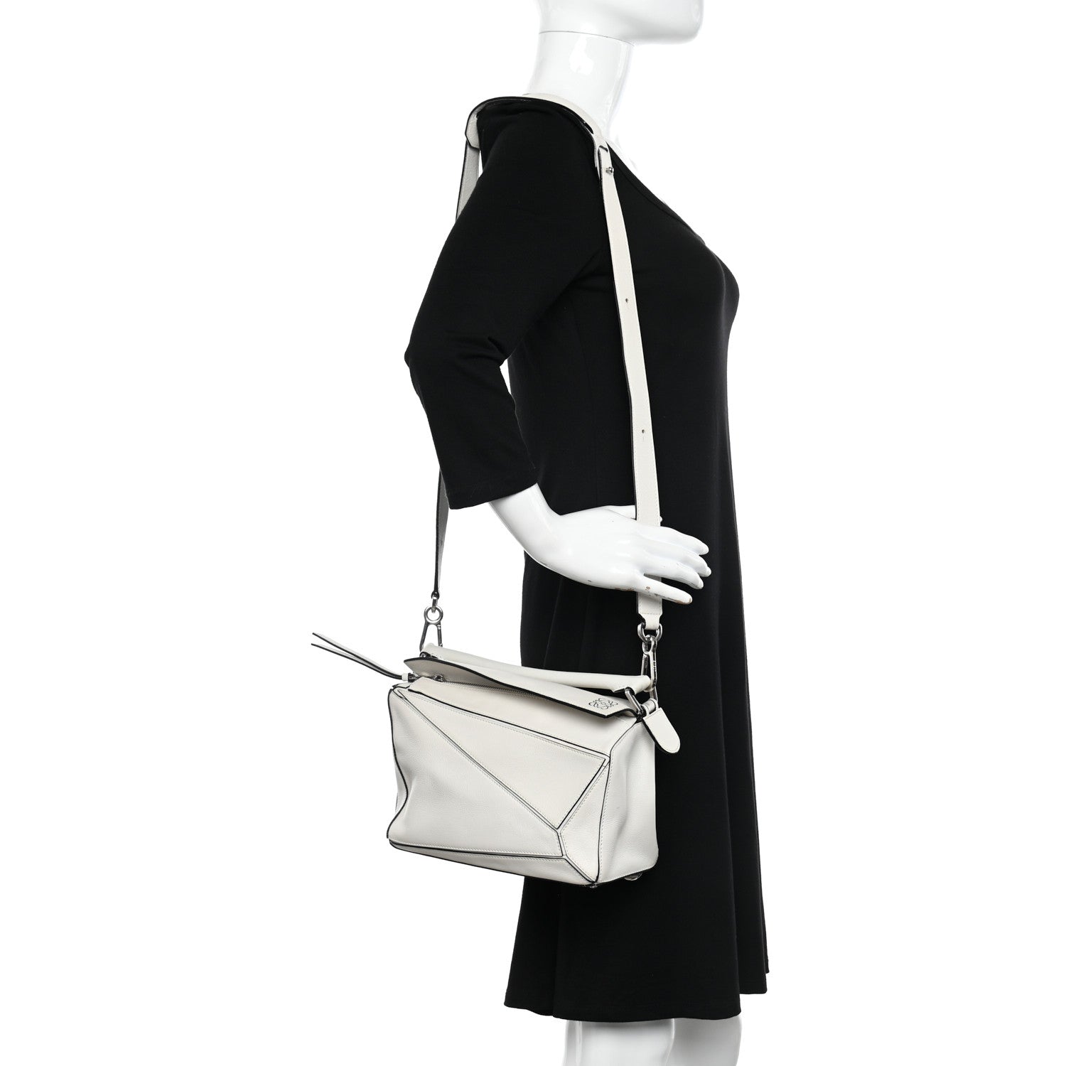 Loewe Grained Calfskin Small Puzzle Bag White 2 of 11