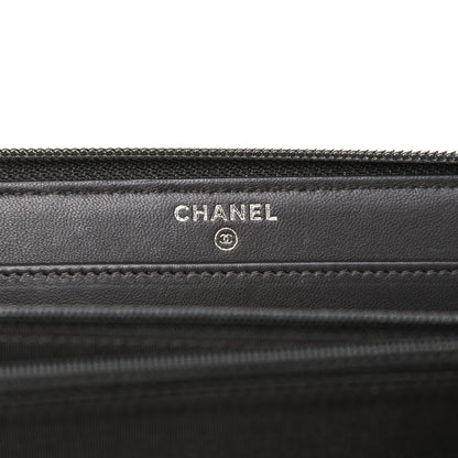Chanel Caviar Quilted Large Boy Zip Around Wallet Grey 6 of 11