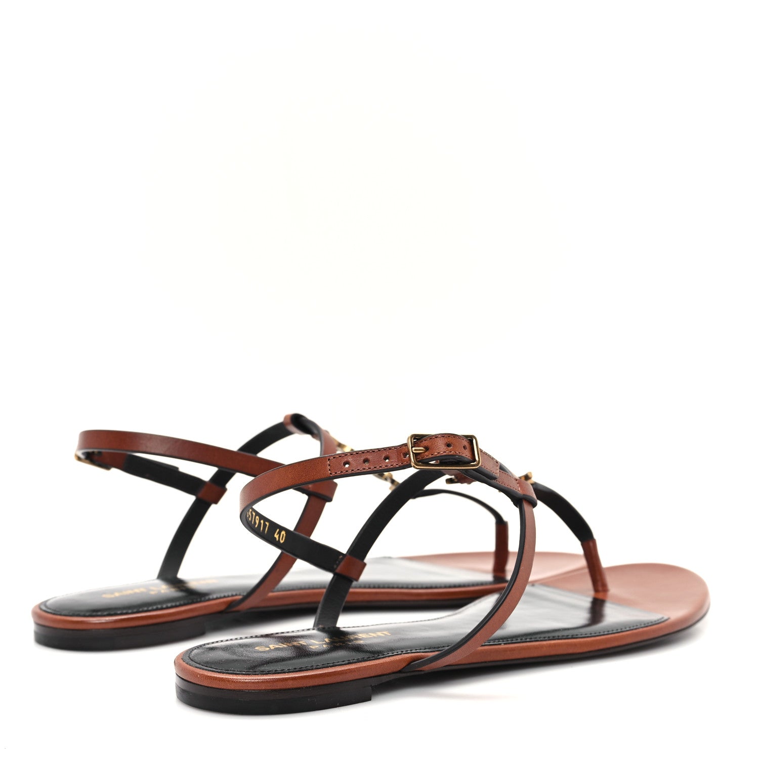 Saint Laurent Calfskin Maine Cassandra Monogram 05 Sandals 40 New Papaya 5 of 10