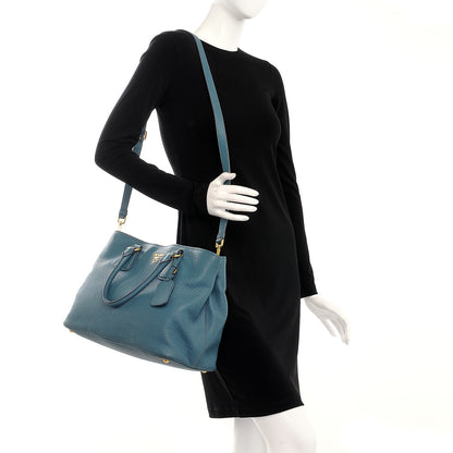 Prada Vitello Daino Shopping Tote Marine 2 of 16