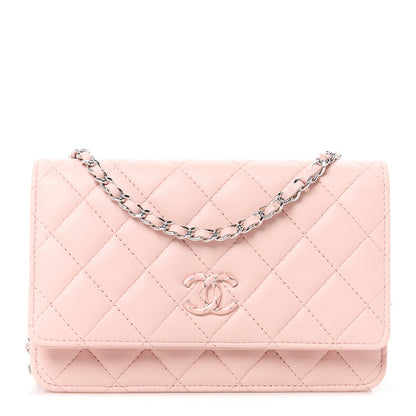 Chanel Calfskin Enamel Quilted CC Wallet On Chain WOC Pink 1 of 12