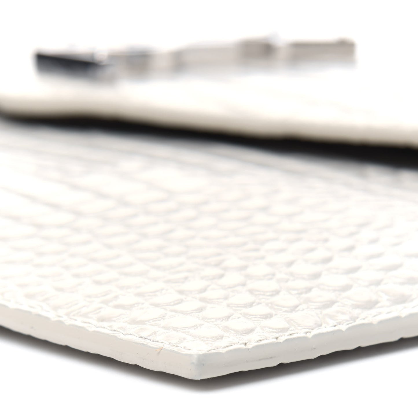 Calfskin Crocodile Embossed Uptown Monogram Pouch Crema Soft