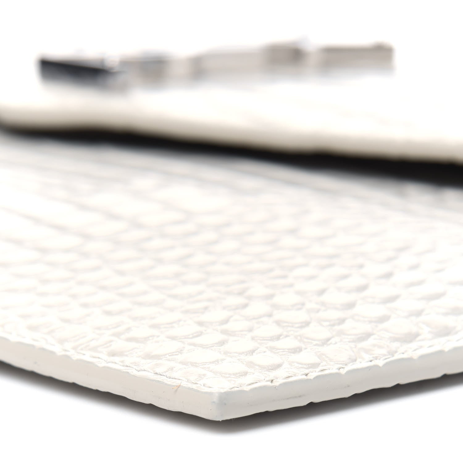 Saint Laurent Calfskin Crocodile Embossed Uptown Monogram Pouch Crema Soft 9 of 13