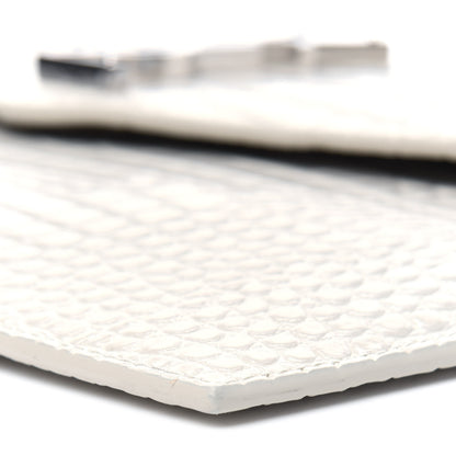 Saint Laurent Calfskin Crocodile Embossed Uptown Monogram Pouch Crema Soft 9 of 13