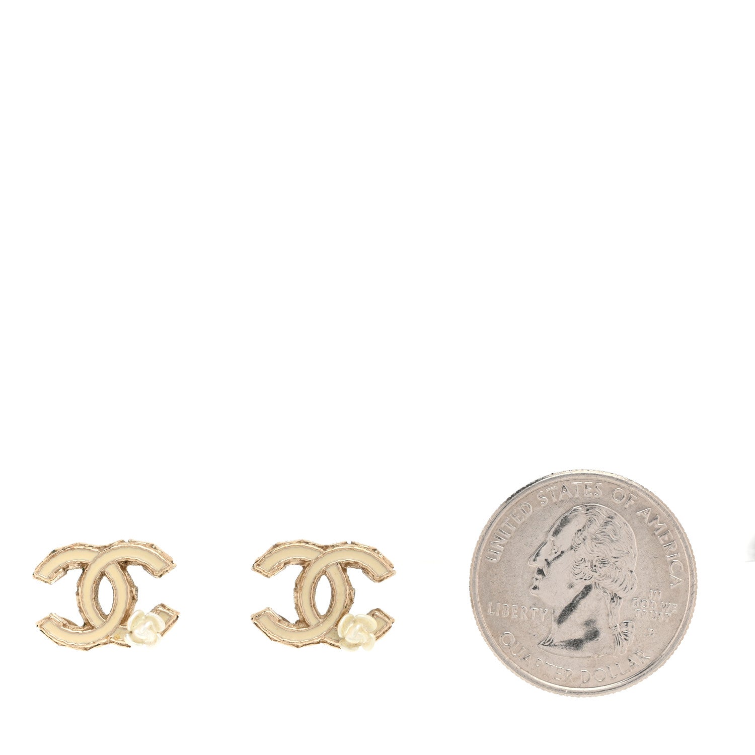 Chanel Enamel CC Camellia Earrings White Gold 4 of 10