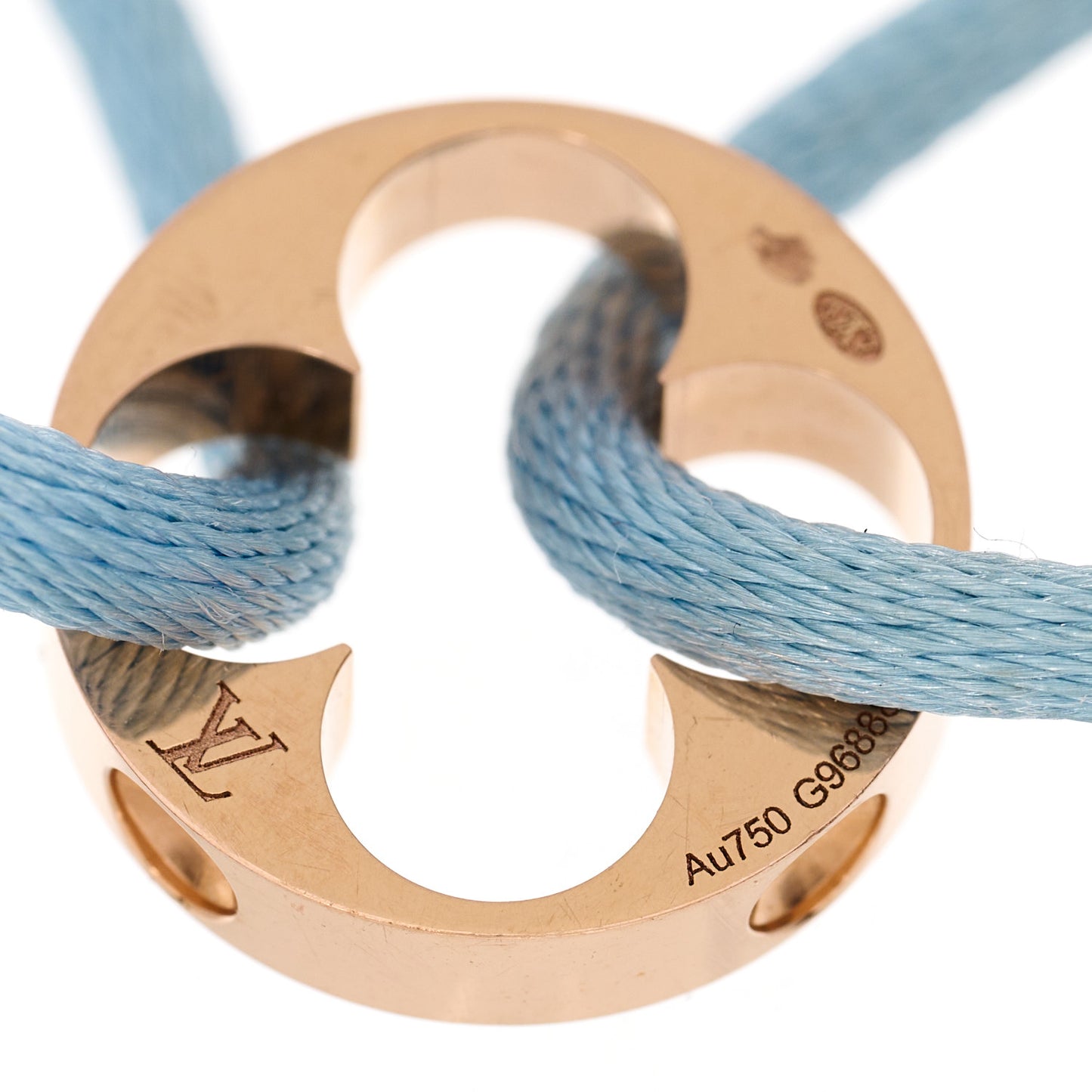 18K Pink Gold Empreinte Adjustable Cord Bracelet Blue