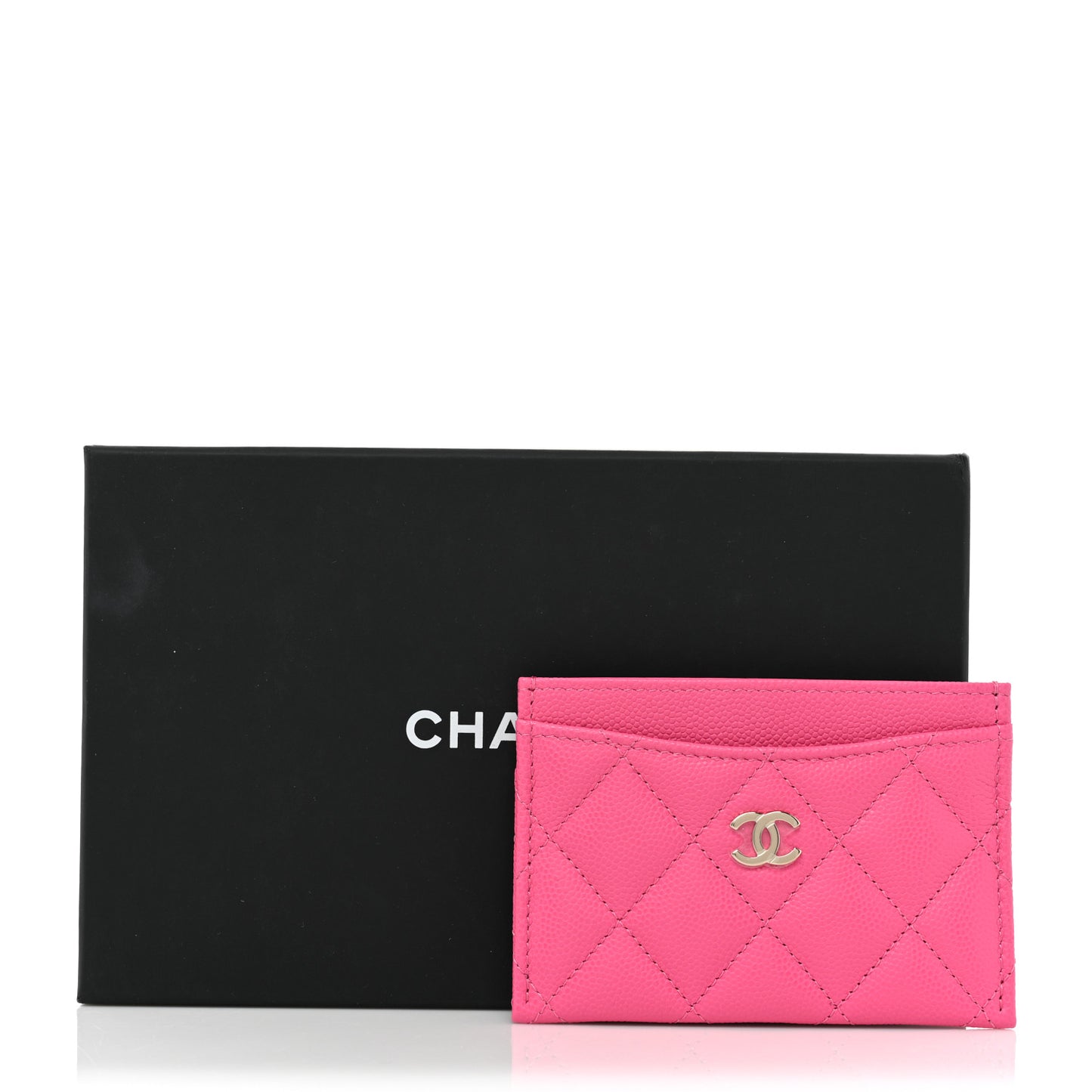 Caviar Quilted Card Holder Pink