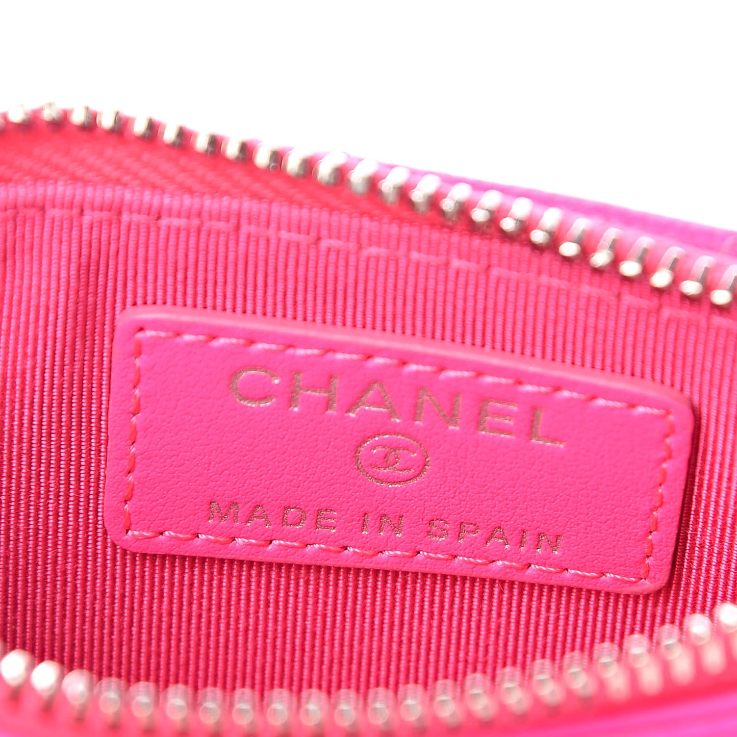 Goatskin Quilted Reissue Flap Zip Card Holder Pink
