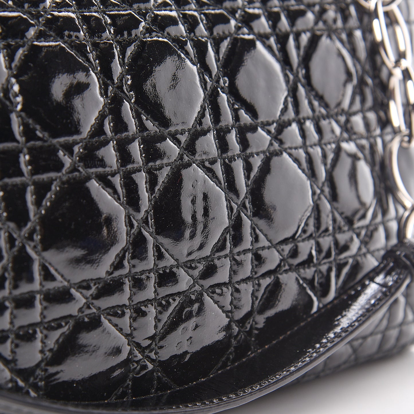 Patent Lambskin Cannage Rendezvous Flap Black
