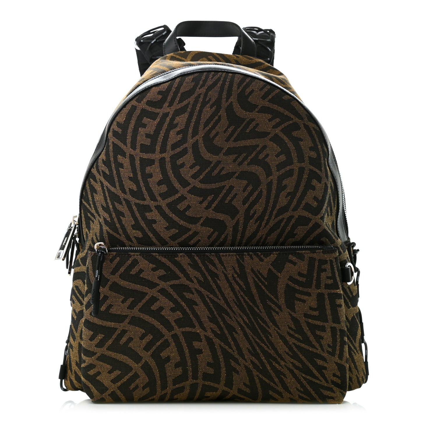 X SARAH COLEMAN Fabric Jacquard Vitello Grace Light Woven Lanyard FF Vertigo Pouch Pocket Backpack Tobacco Moro Black