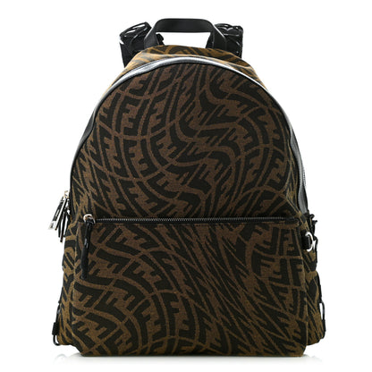 Fendi X SARAH COLEMAN Fabric Jacquard Vitello Grace Light Woven Lanyard FF Vertigo Pouch Pocket Backpack Tobacco Moro Black 1 of 10