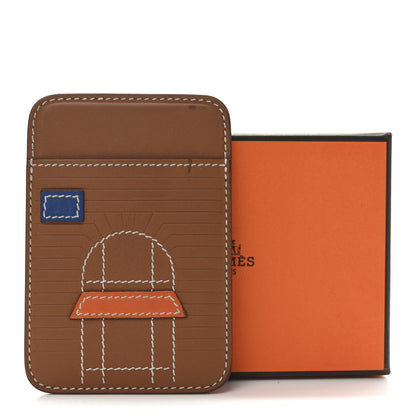 Hermes Swift Stitched Faubourg MagSafe Card Holder Gold Bleu De France Orange 7 of 7