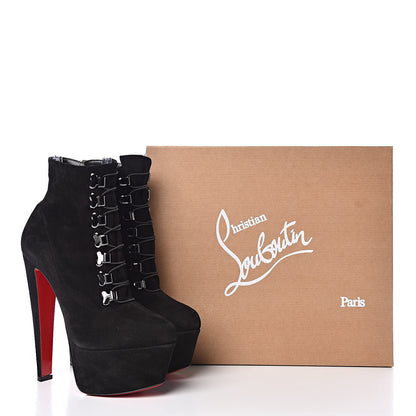 Christian Louboutin Suede Troopista 160 Platform Ankle Boots 38.5 Black 10 of 10