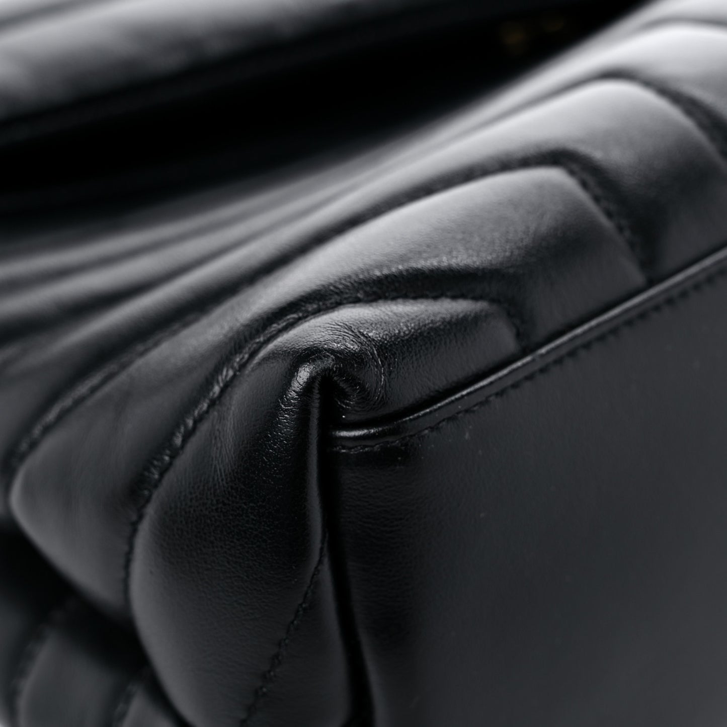Calfskin Y Quilted Monogram Medium Loulou Chain Satchel Black