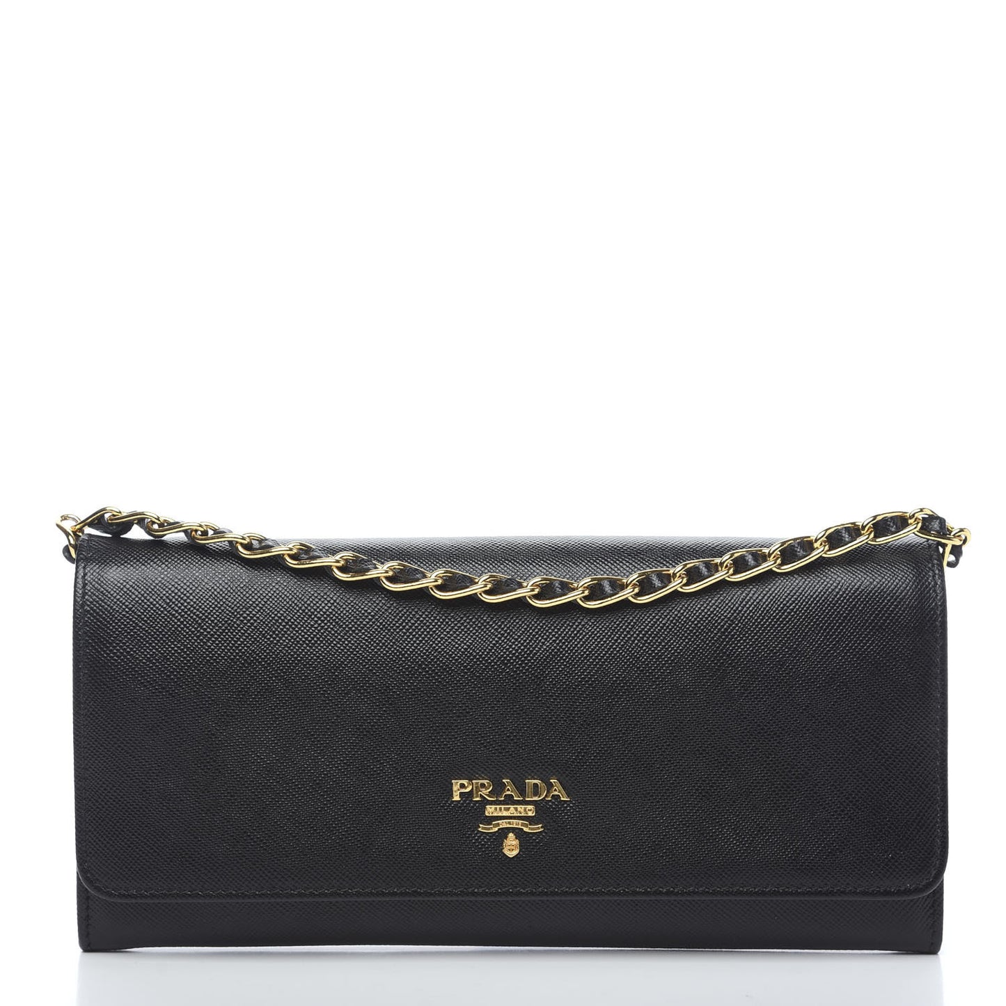 Saffiano Metal Oro Chain Wallet Black