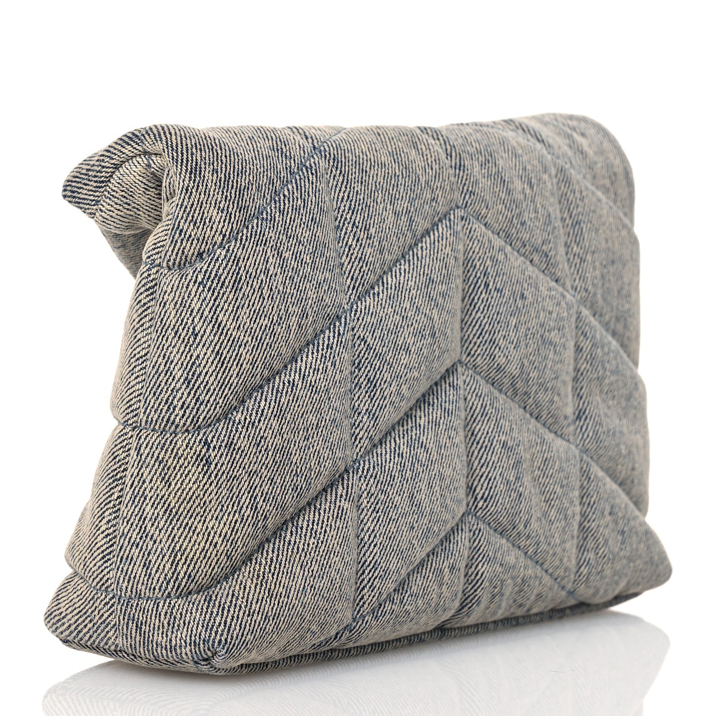 Denim Quilted Monogram Loulou Puffer Pouch Clutch Blue Gray Light Azur