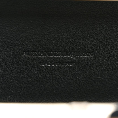 Alexander McQueen Woven Metallic Calfskin Skull Knuckle Box Clutch Silver Black 6 of 8