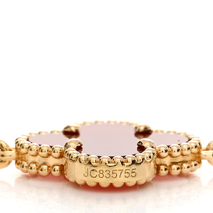 Van Cleef & Arpels 18K Yellow Gold Carnelian 5 Motifs Vintage Alhambra Bracelet 3 of 5
