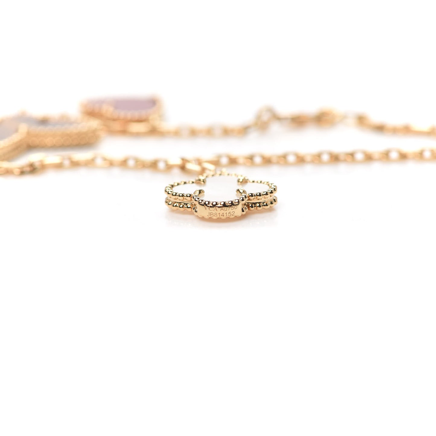 18K Yellow Gold Mother of Pearl Malachite Carnelian Tiger Eye 4 Motifs Lucky Alhambra Bracelet
