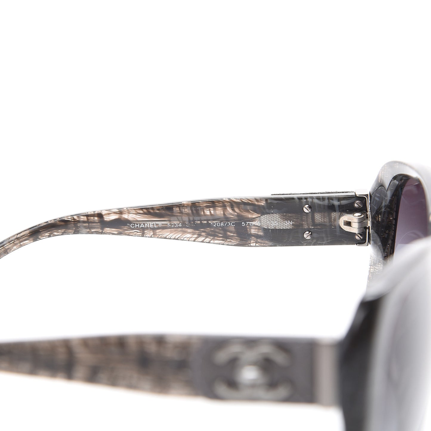 Tweed Effect Quilted CC Turnlock Sunglasses 5234 C Dark Grey