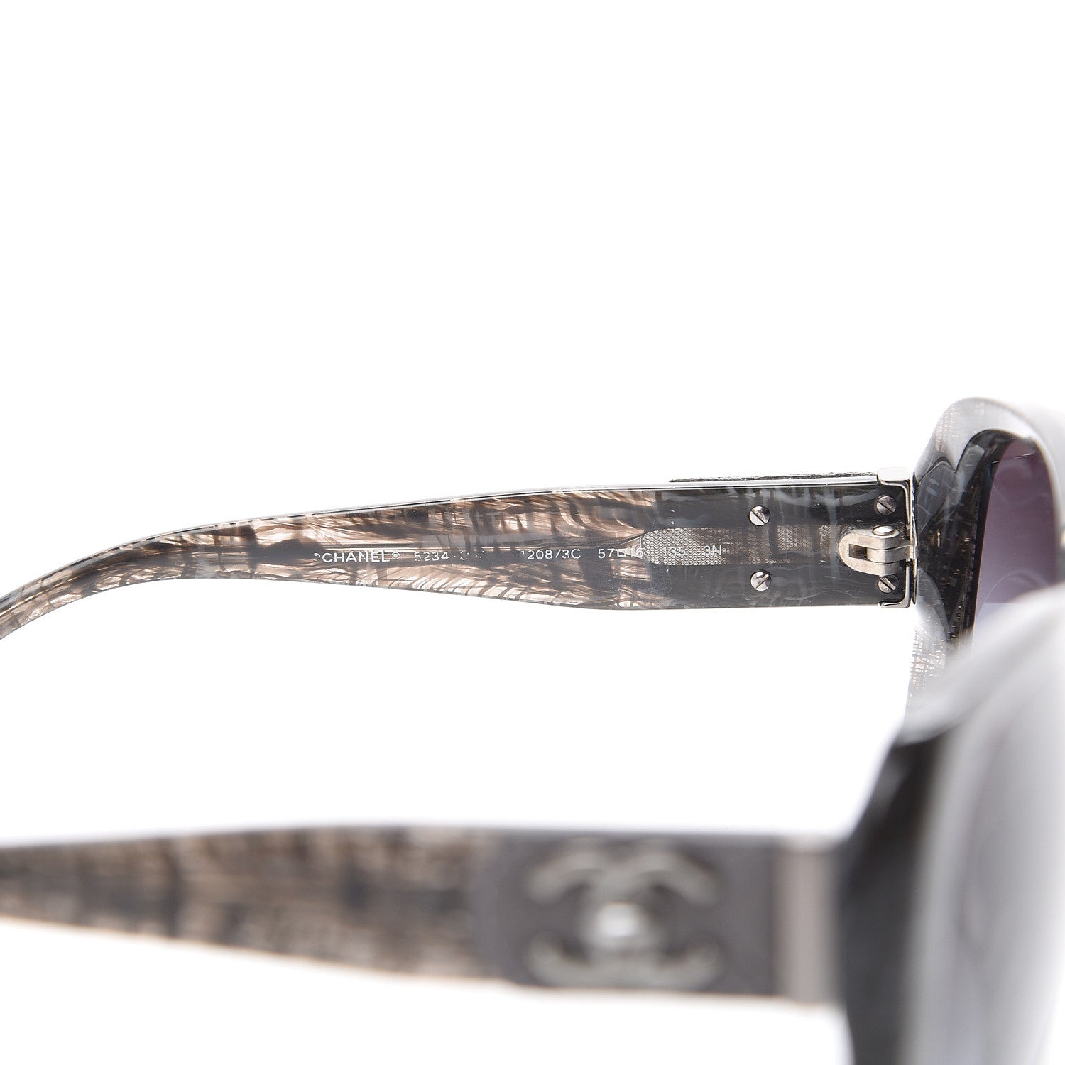 Chanel Tweed Effect Quilted CC Turnlock Sunglasses 5234 C Dark Grey 5 of 8