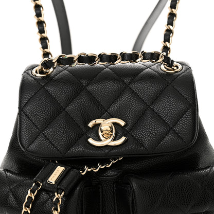 Chanel Shiny Caviar Quilted Small Duma Pockets Drawstring Backpack Black 8 of 10