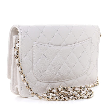 Chanel Caviar Quilted Wallet On Chain WOC White 3 of 11