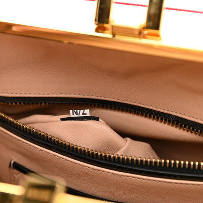 Prada Saffiano Vernice Pyramid Bag Black White Rosso 7 of 10