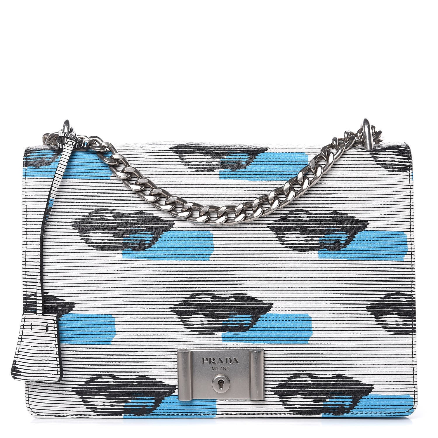 Prada Vitello Daino Lip Print Shoulder Bag White Azzurro 1 of 9