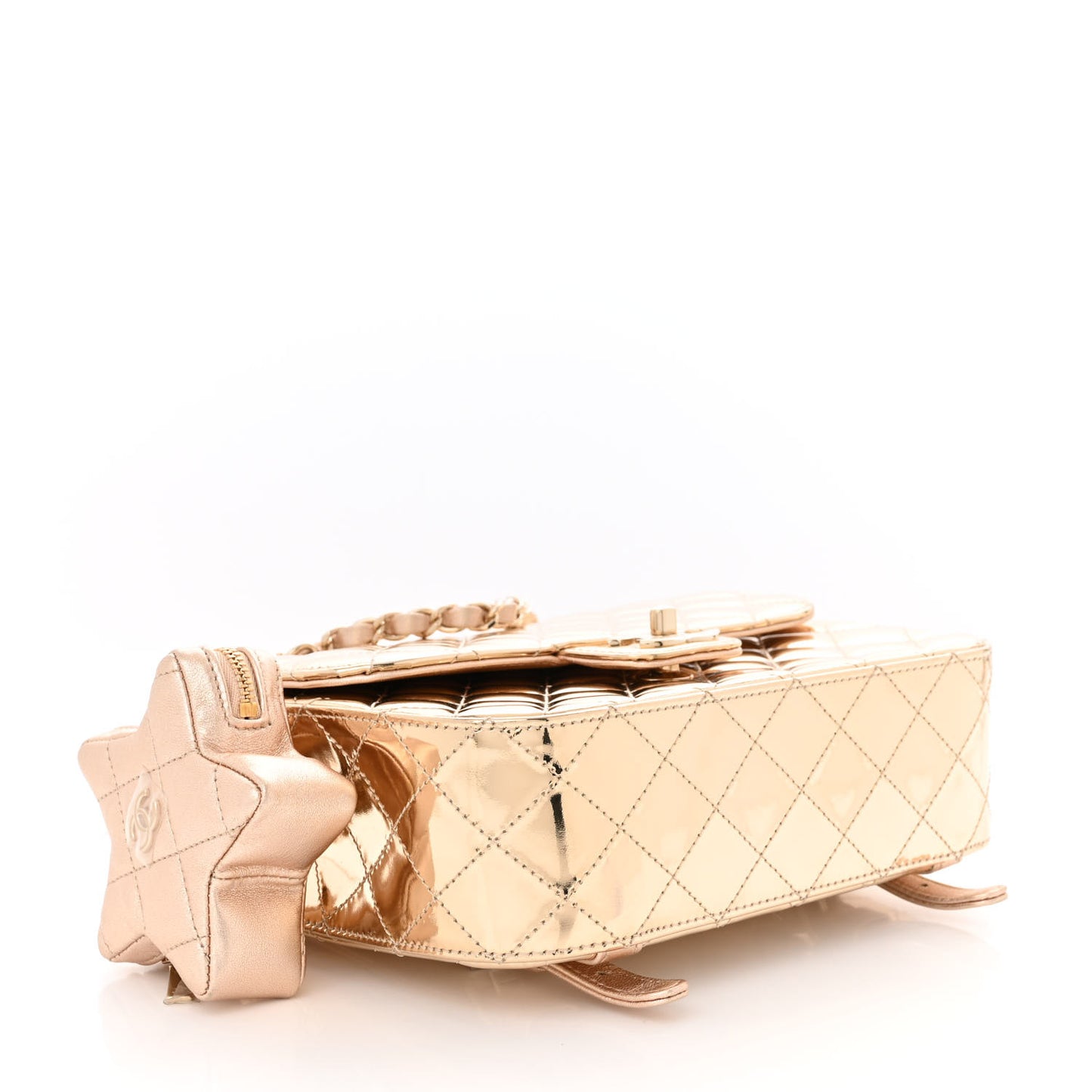 Mirror Calfskin Metallic Calfskin Quilted Hollywood Boulevard Backpack With Coin Purse Gold