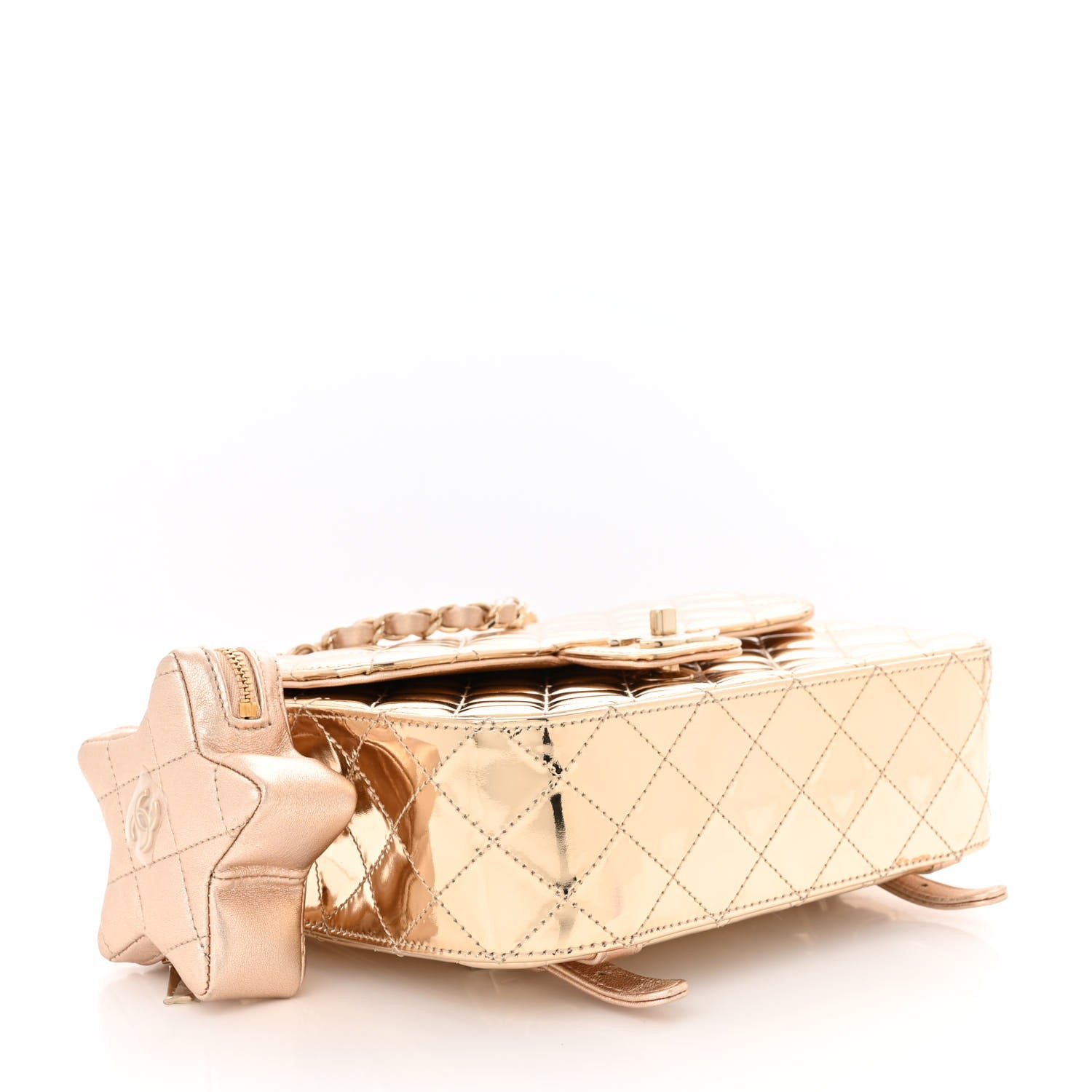 Chanel Mirror Calfskin Metallic Calfskin Quilted Hollywood Boulevard Backpack With Coin Purse Gold 4 of 11