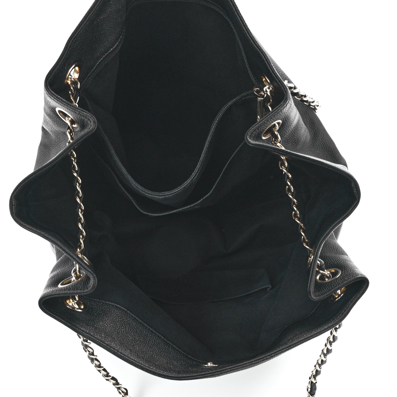 Chanel Crumpled Grained Calfskin Zip and Carry Shopping Tote Black 5 of 11