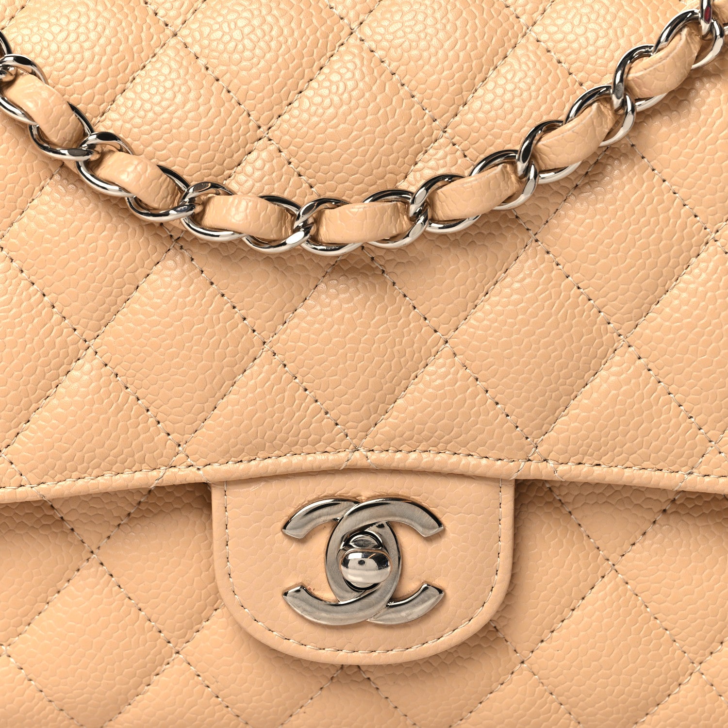 Chanel Caviar Quilted Medium Double Flap Beige 8 of 10
