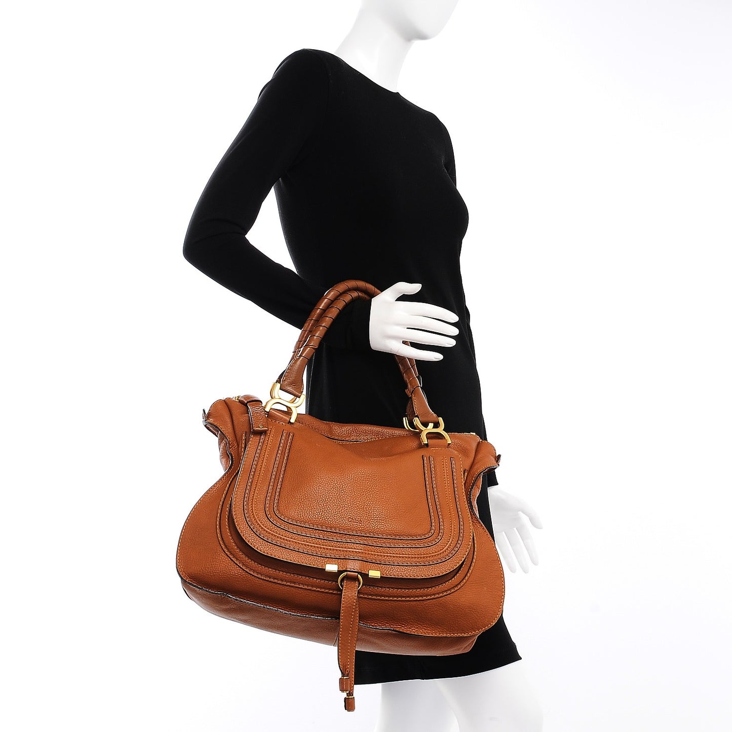 Calfskin Large Marcie Satchel Tan