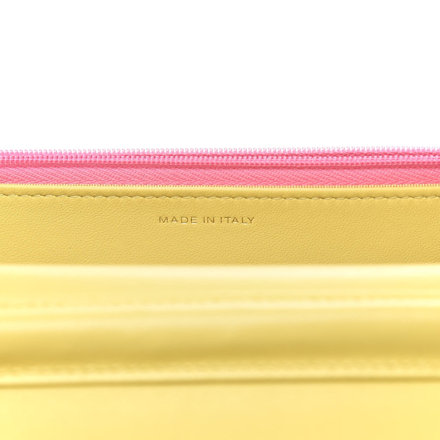 Lambskin Quilted Wallet On Chain WOC Pink Yellow