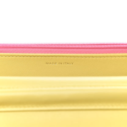 Chanel Lambskin Quilted Wallet On Chain WOC Pink Yellow 7 of 11