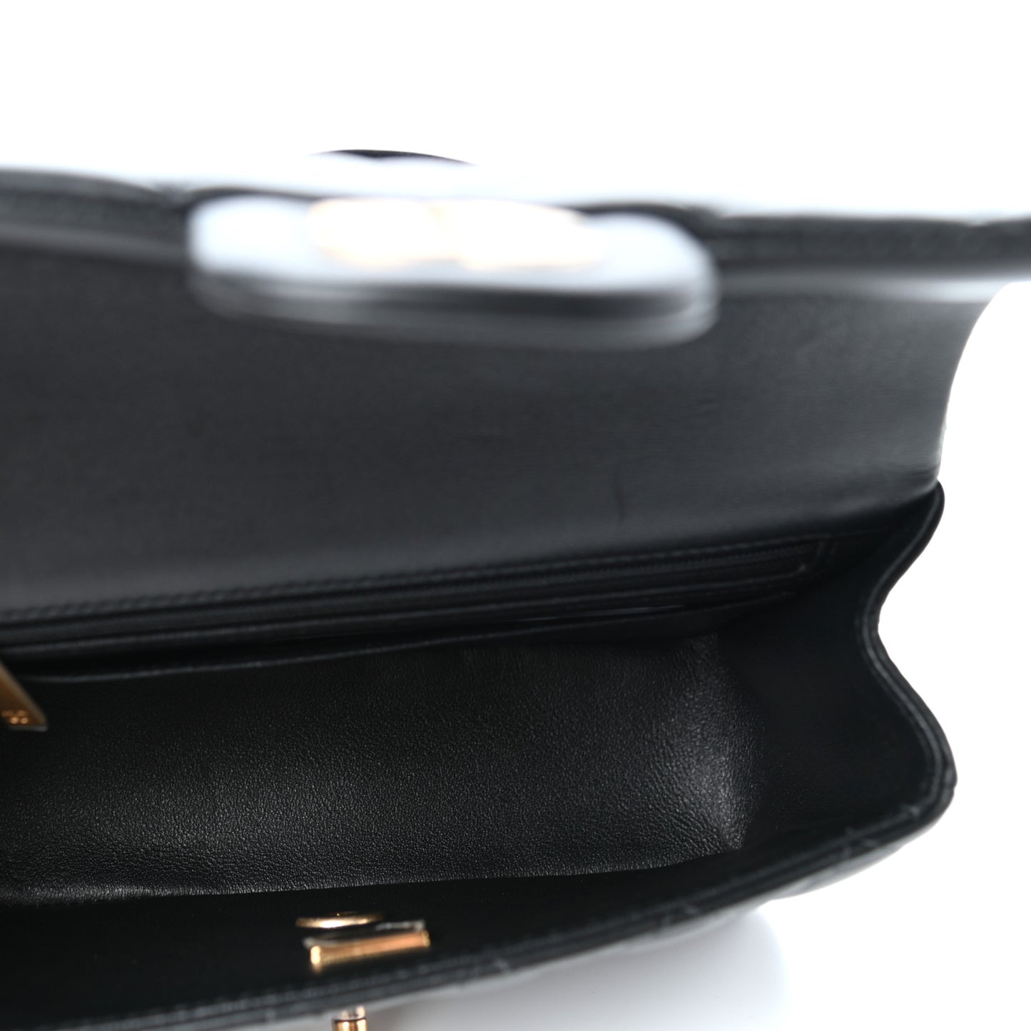 Lambskin Quilted Mini Top Handle Rectangular Flap Black