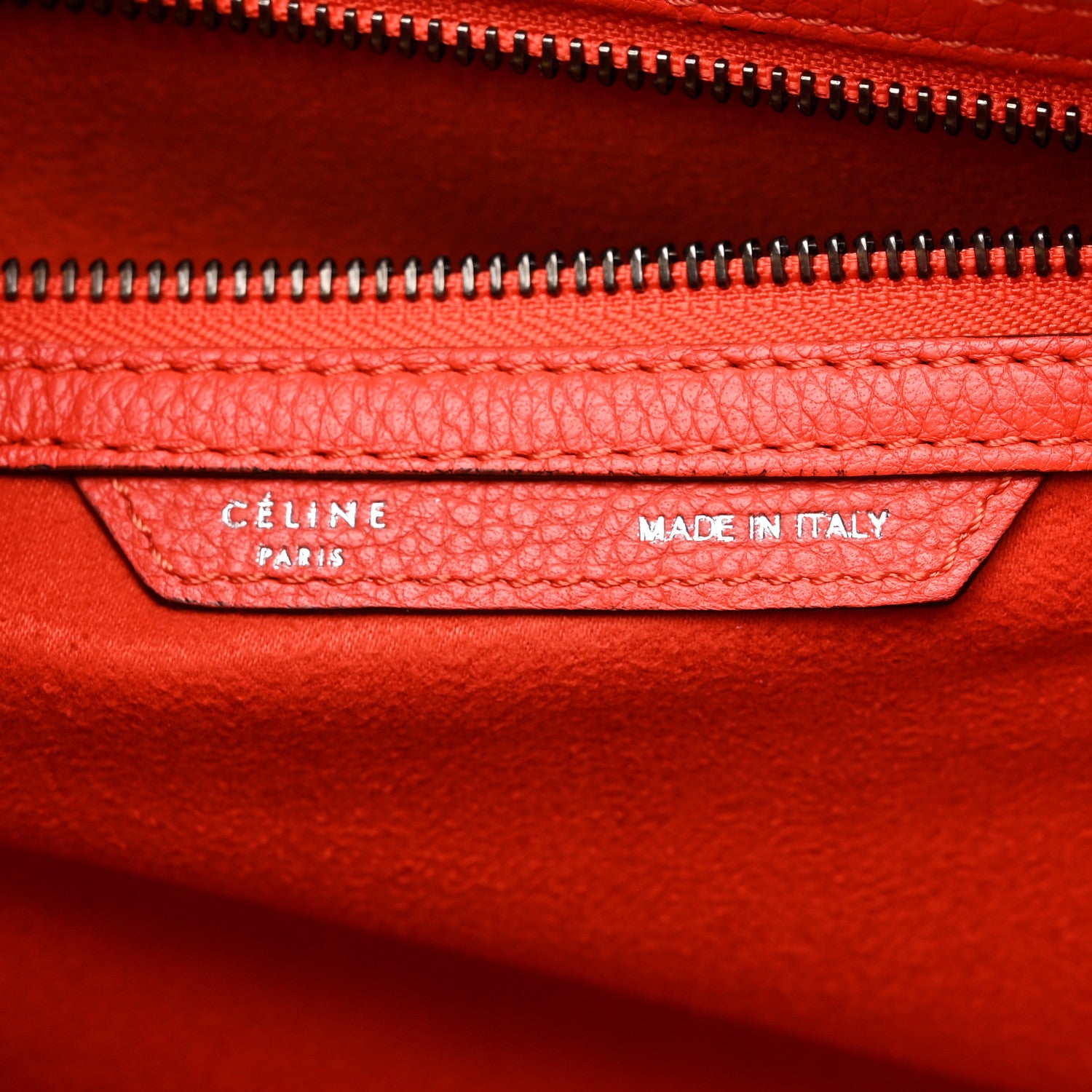 Celine Drummed Calfskin Mini Luggage Vermillion 5 of 8