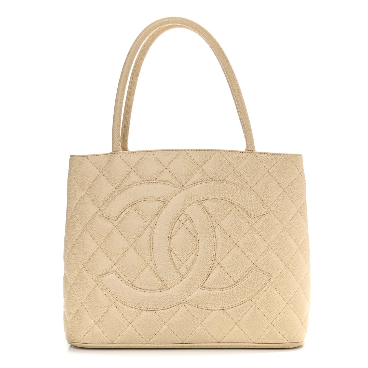 Caviar Quilted Medallion Tote Beige