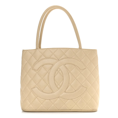 Chanel Caviar Quilted Medallion Tote Beige 1 of 13