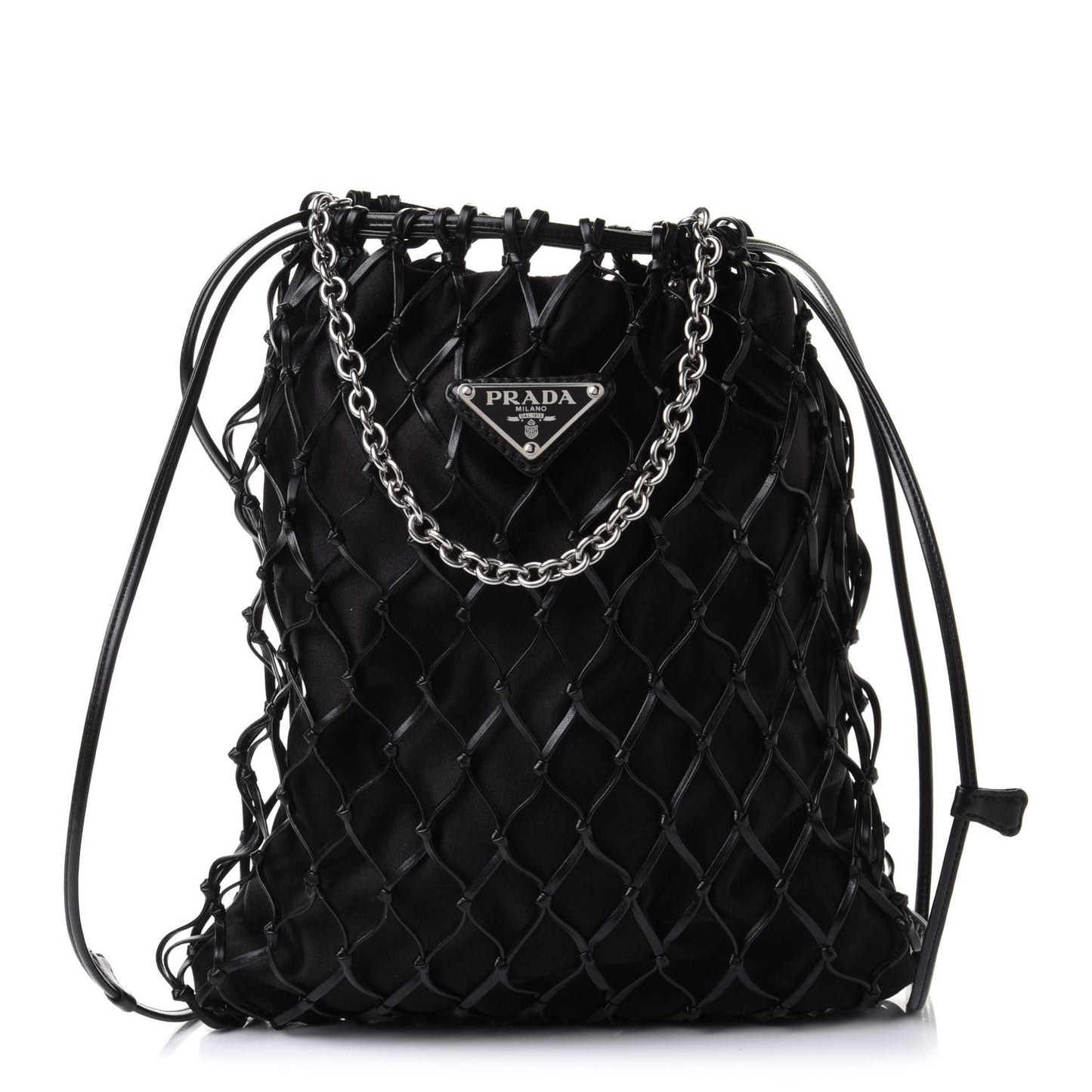 Satin Net Chain Bag Black
