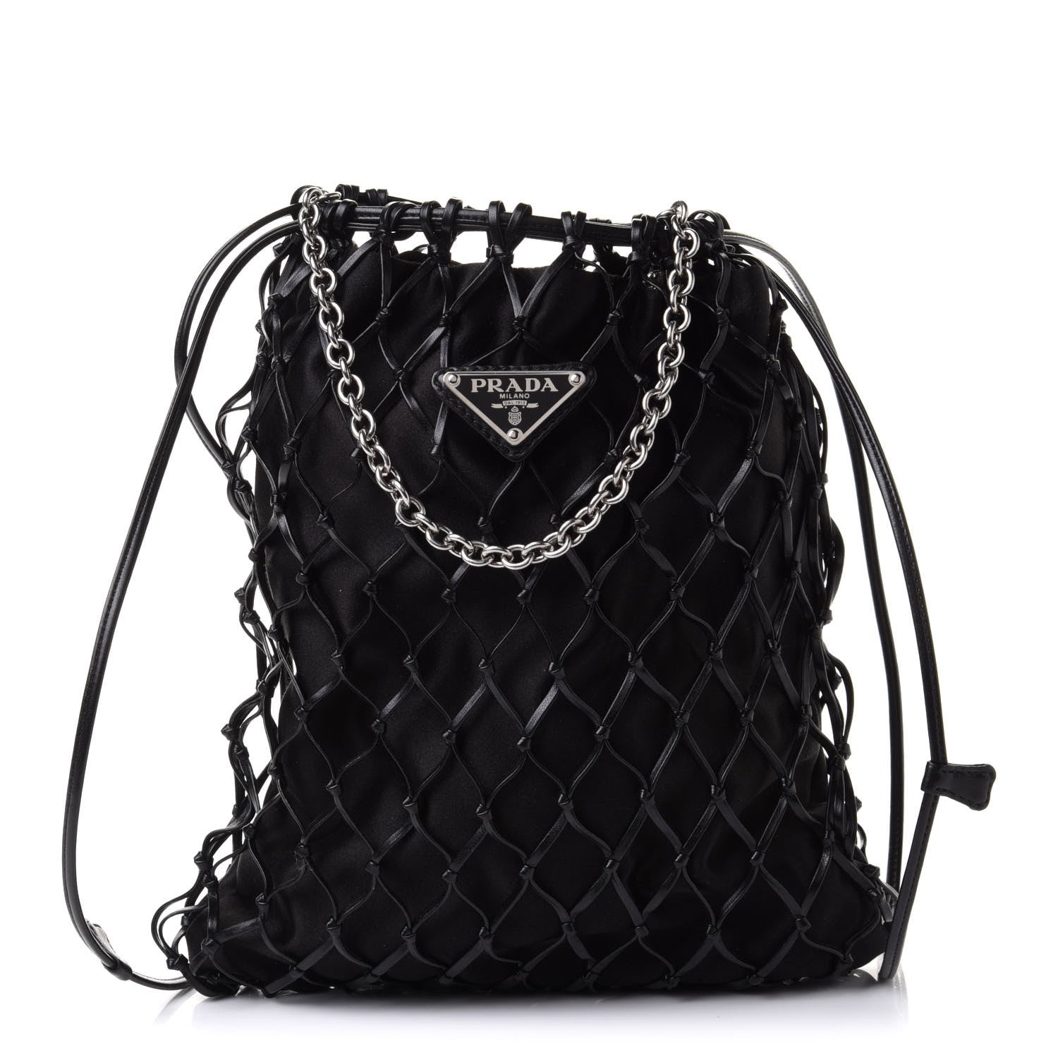 Prada Satin Net Chain Bag Black 1 of 9