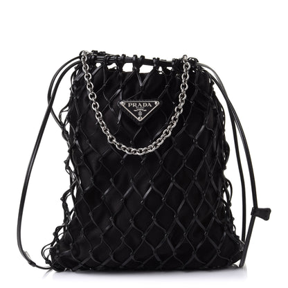 Prada Satin Net Chain Bag Black 1 of 9