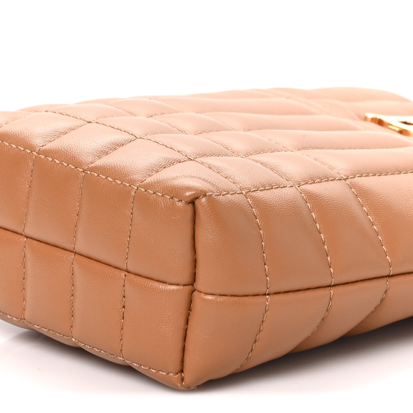 Lambskin Quilted Micro Lola Bucket Bag Maple Brown